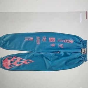 NEW girl ORDER flame blue & pink jogger sweatpants